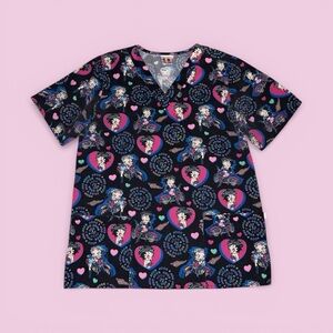 Colorful Heart and betty boop Scrub Top